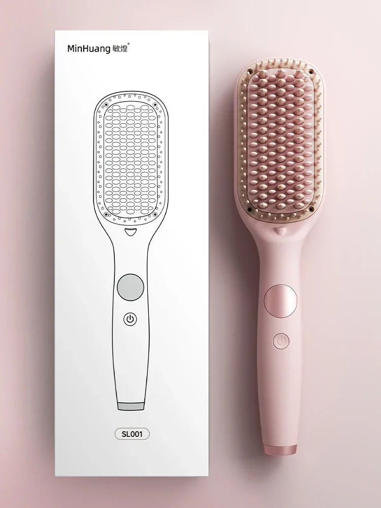 Electric Hot Comb Straightening Brush – Negative Ion Styling Hair Straightening Brush PLUSH Pink UK