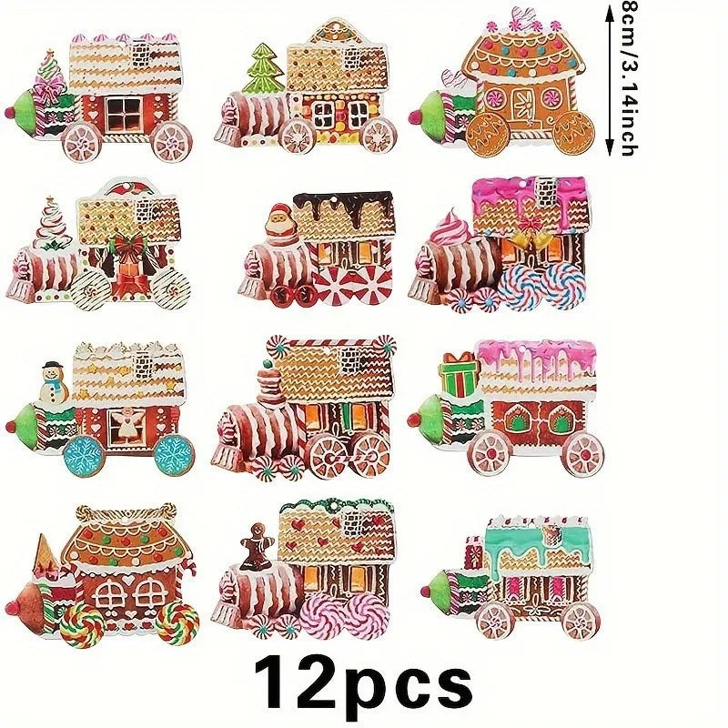 Christmas Wooden House Ornaments – Painted Xmas Tree Pendants Christmas Tree Ornaments PLUSH Style B 10Set
