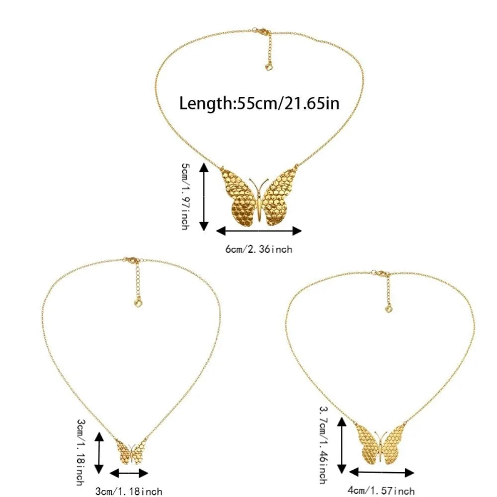 Butterfly Pendant Necklace – Stainless Steel Choker, 3 Sizes Pendant Necklace PLUSH