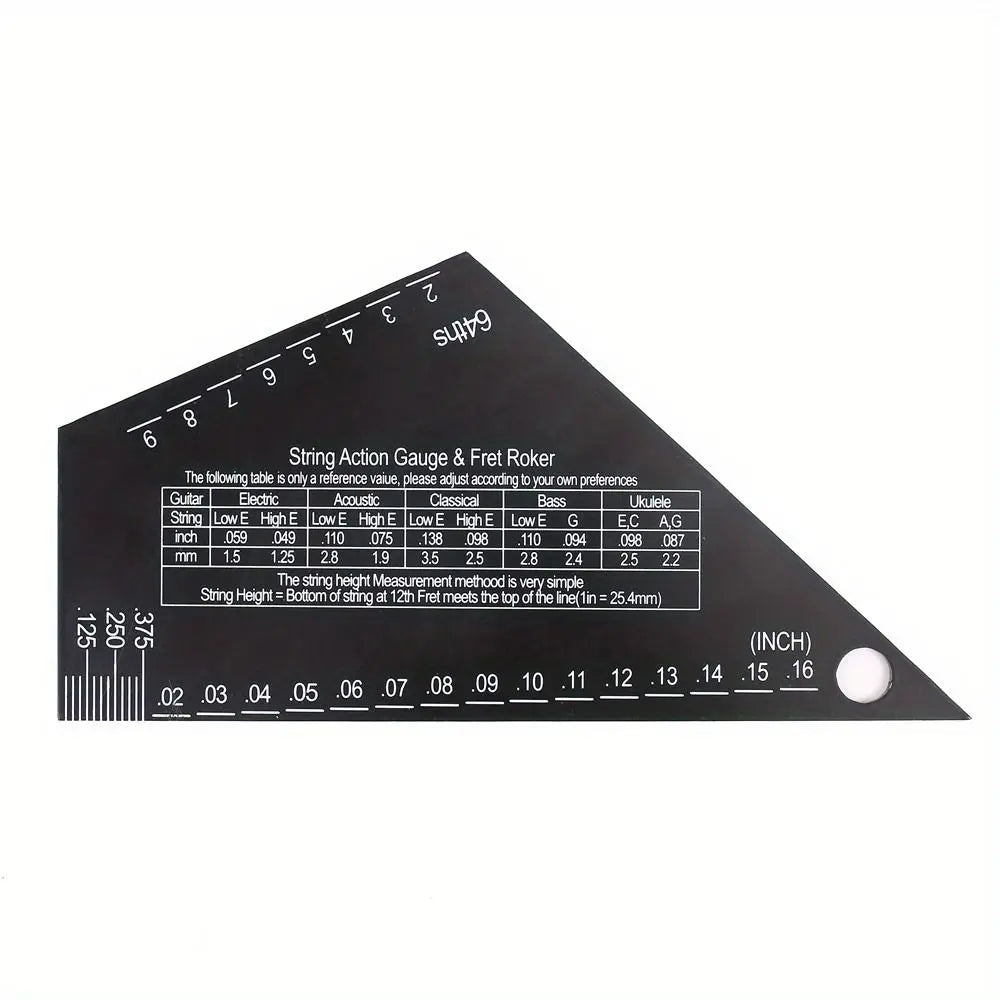 Guitar String Action Gauge – Aluminium Alloy Height Ruler Guitar Setup Tool PLUSH Black