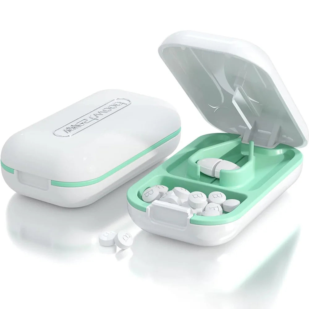 Portable Pill Cutter & Crusher – Compact Tablet Splitter Pill Cutter Crusher PLUSH White