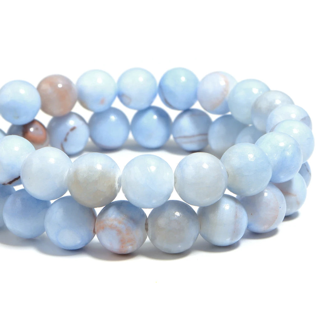 Blue Stripe Persian Jade Round Stone Beads for DIY Jewelry Natural Stone Beads PLUSH
