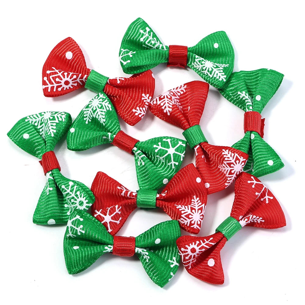 30pcs Christmas Satin Ribbon Bows 2.5x4cm – Handmade Bowknots Ribbon Bows PLUSH Mixed 2.5X4cm
