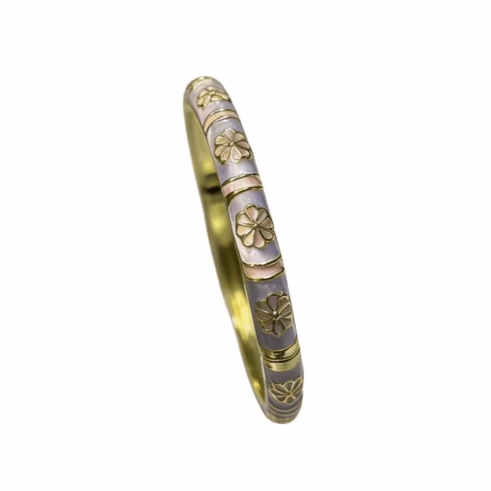 Vintage Cloisonne Enamel Flower Bangle – Women's Bracelet Enamel Bangle Bracelet PLUSH Purple