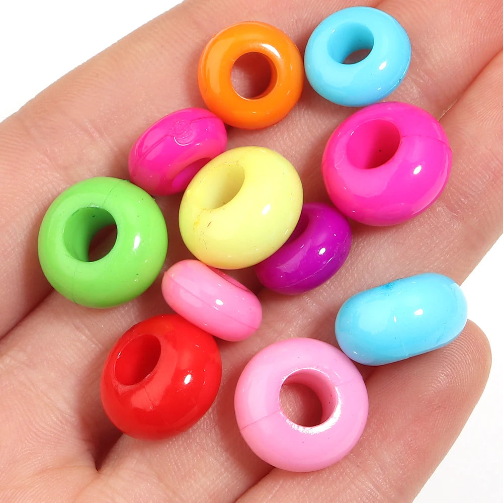 50-100pcs Abacus Acrylic Flat Round Big Hole Spacer Beads DIY Acrylic Spacer Beads PLUSH