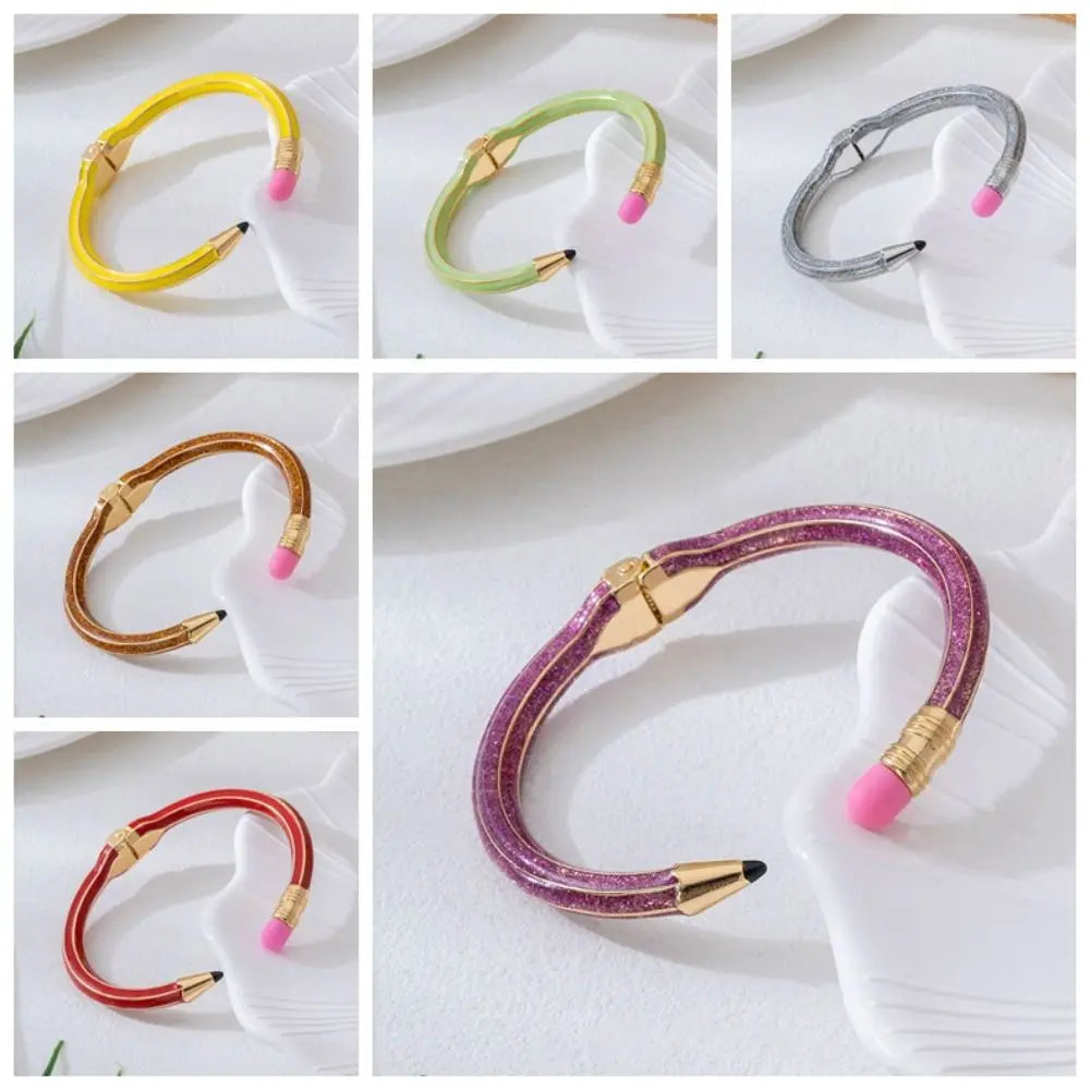 Enamel Pencil Cuff Bangle – Colorful Open Bracelet Enamel Cuff Bangle PLUSH