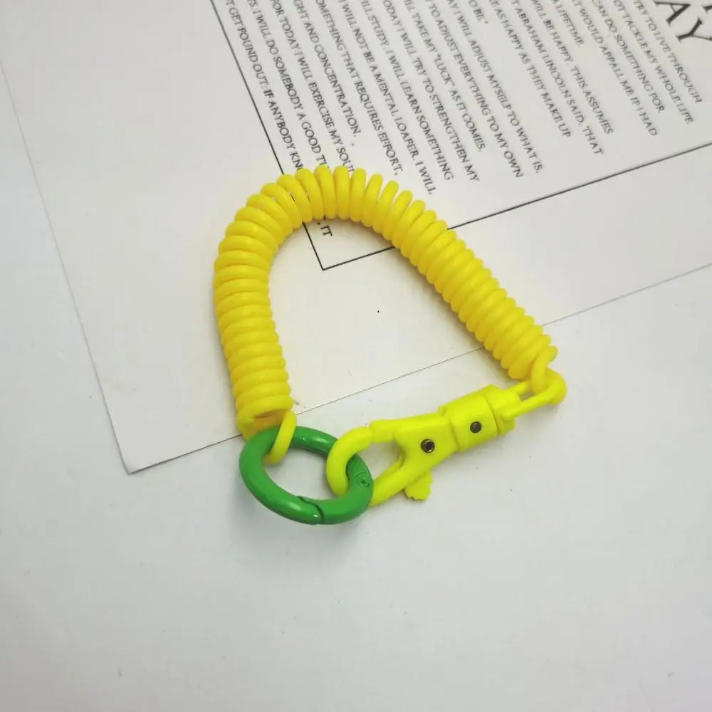 Stretchy Coil Spring Keychain Lobster Clasp | Anti-Lost Key Ring Spring Coil Keychain PLUSH Yellow-Green