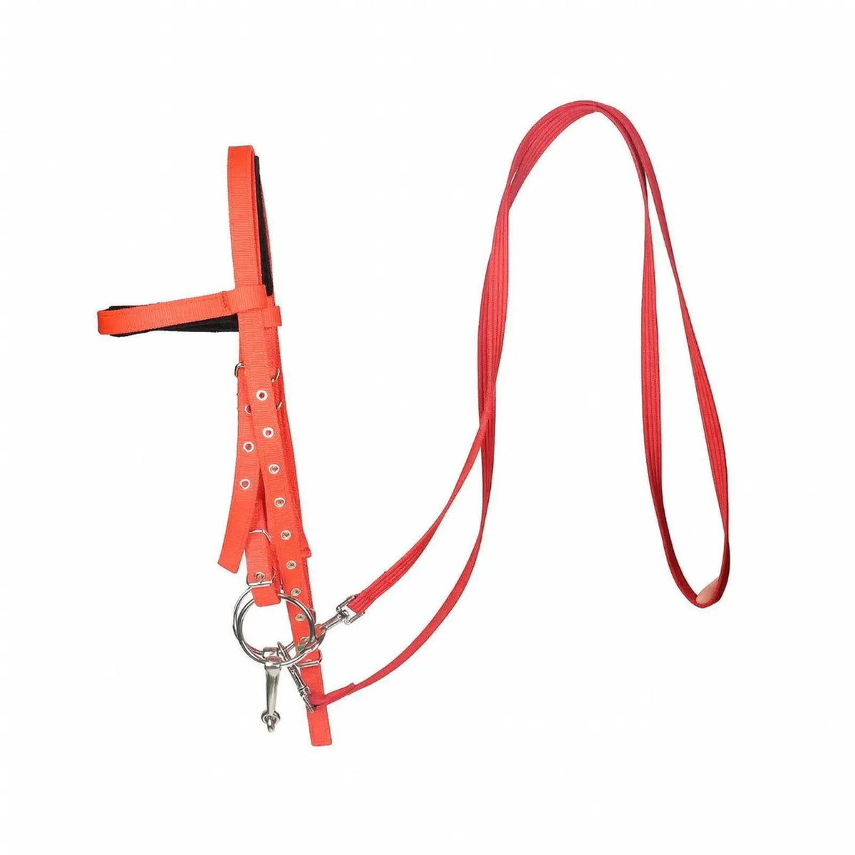 Lightweight Nylon Pony Bridle – Adjustable Buckles Riding Kit Equestrian Bridle PLUSH Red