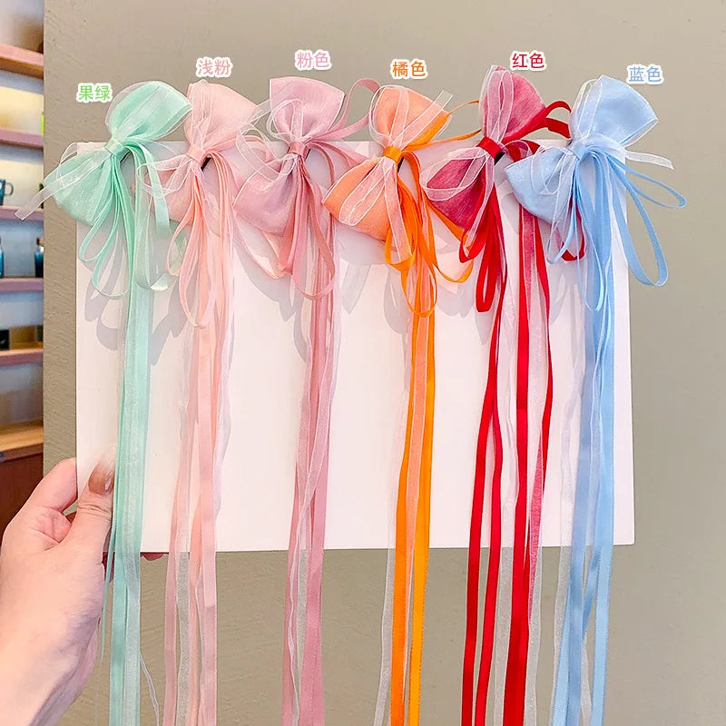 Fairy Ribbon Bow Hair Clips for Girls – 2pcs Barrettes Kids Hair Barrettes PLUSH