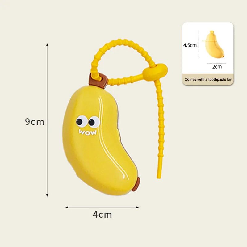 Banana Toothbrush Cap & Toothpaste Storage Box for Travel Toothbrush Travel Case PLUSH Yellow