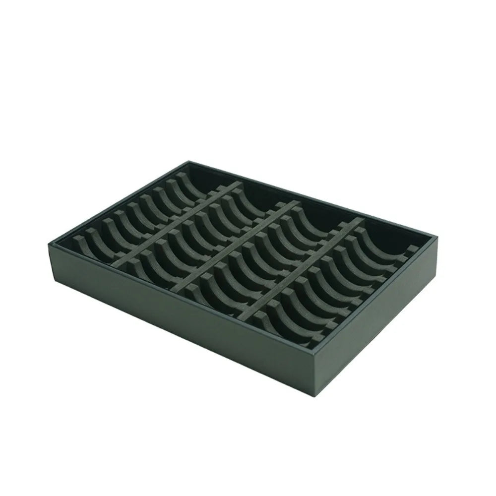 10/40 Slot Bracelet Storage Tray | PU Leather Bangle Organizer Jewelry Storage Tray PLUSH 40 Slots Black