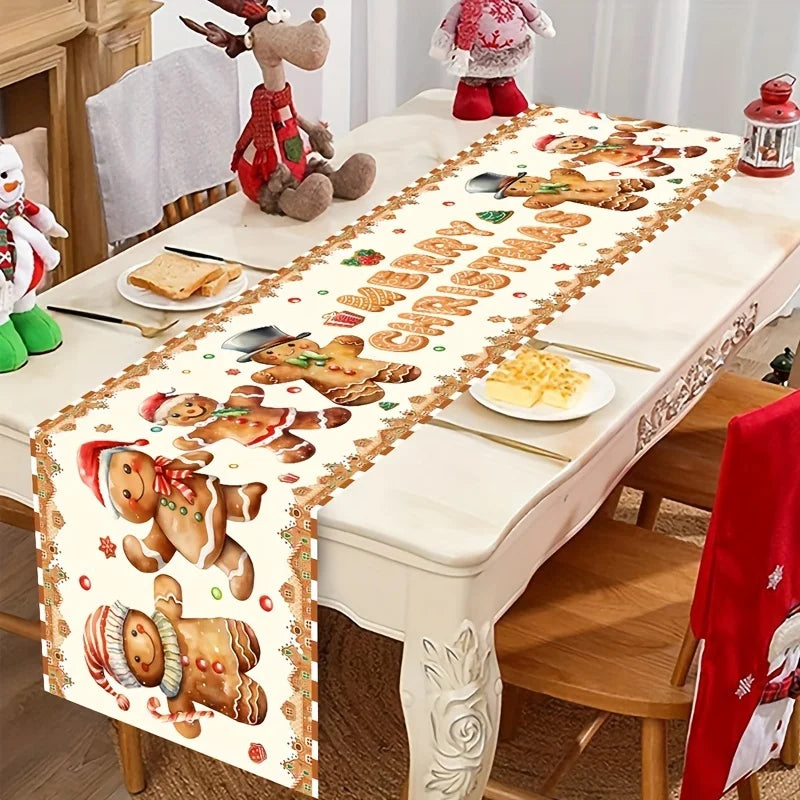 Christmas Gingerbread Man Table Runner – Holiday Festive Décor Holiday Table Runner PLUSH