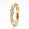 Flower Enamel Wide Bangle Bracelet – Colorful Women's Cuff Enamel Bangle Bracelet PLUSH Beige