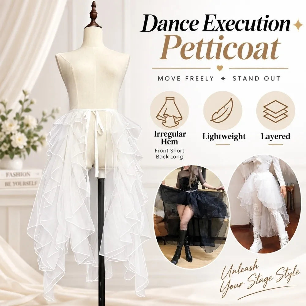 Ruffled Crinoline Petticoat – Irregular Hem 3-Tier Underskirt Crinoline Petticoat PLUSH