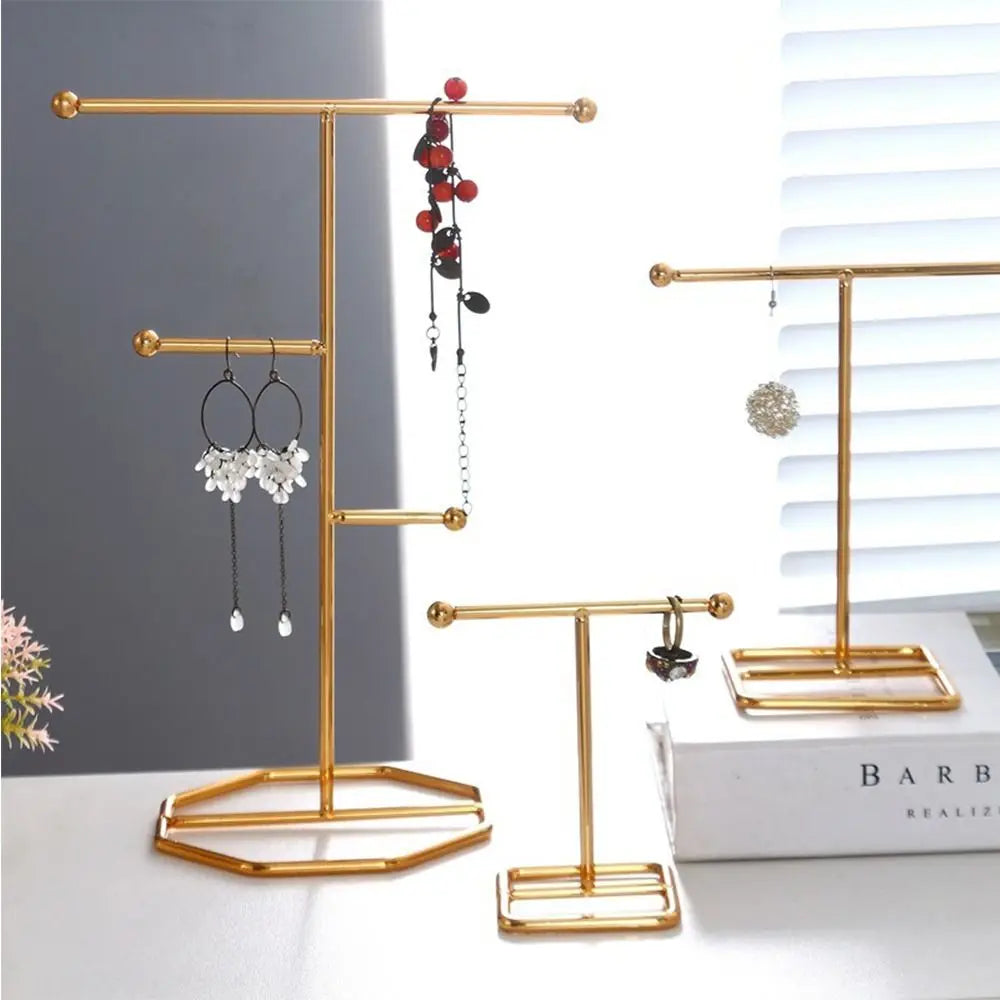 T-Shape Metal Jewelry Display Stand | Earring Organizer Rack Jewelry Display Stand PLUSH