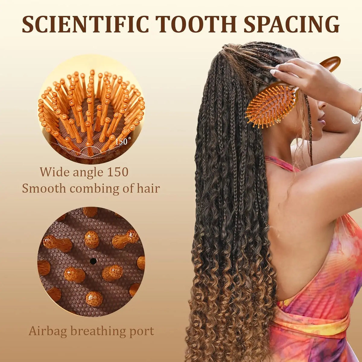 Double-Sided Sandalwood Cushion Comb – Anti-Static Hair Brush Wooden Hair Brush PLUSH