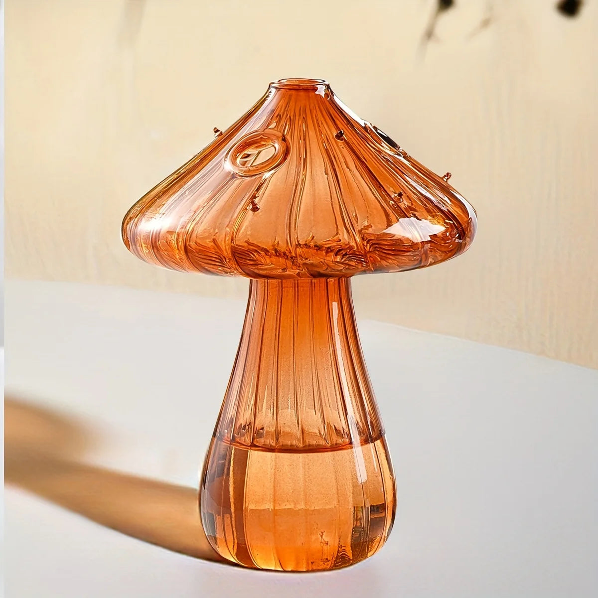 Transparent Glass Mushroom Vase – Hydroponic Planter Decorative Glass Vase PLUSH Coffee Mushroom