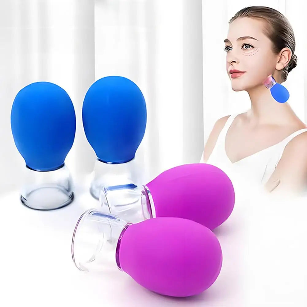 Silicone Facial Cupping Set 2/4 Pcs – Vacuum Massage Cups Facial Cupping Set PLUSH 4PCS