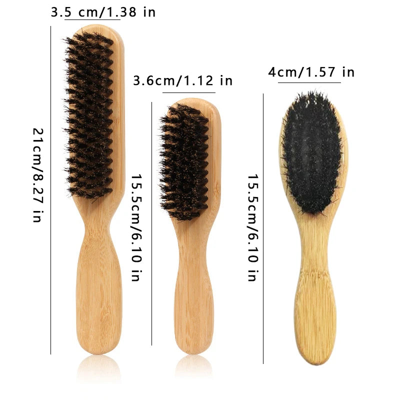 Men's Bamboo Boar Bristle Beard & Hair Styling Brush Beard Styling Brush PLUSH