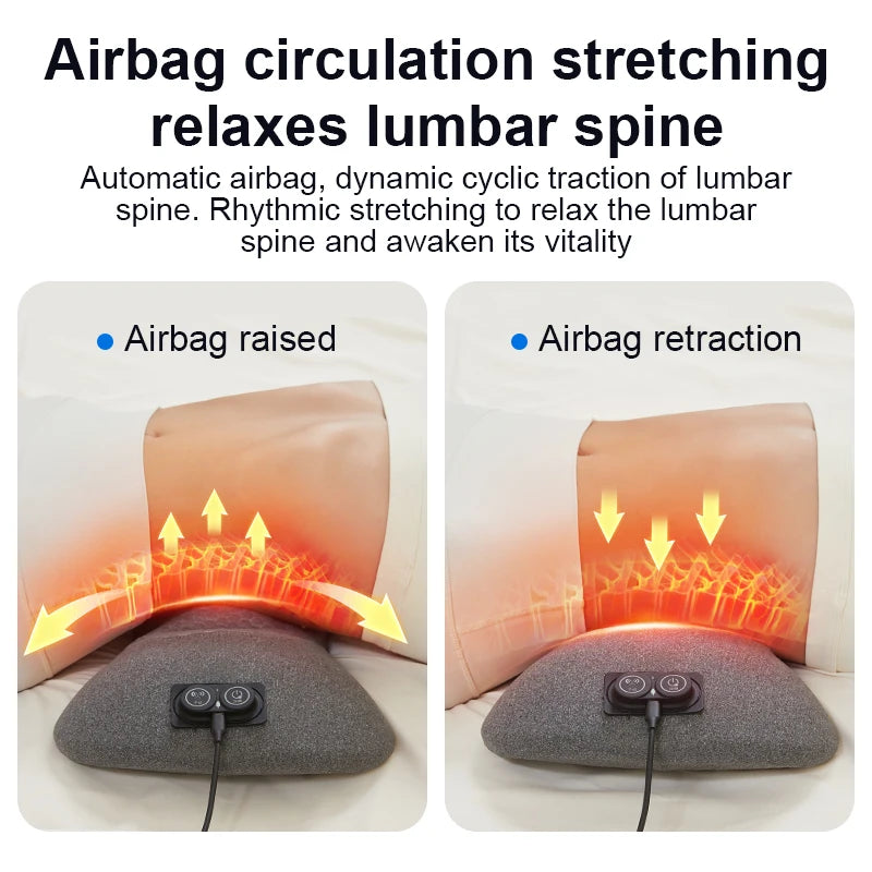 USB Heated Back Massage Pillow – 3-in-1 Lumbar & Spinal Support Massage Pillow PLUSH