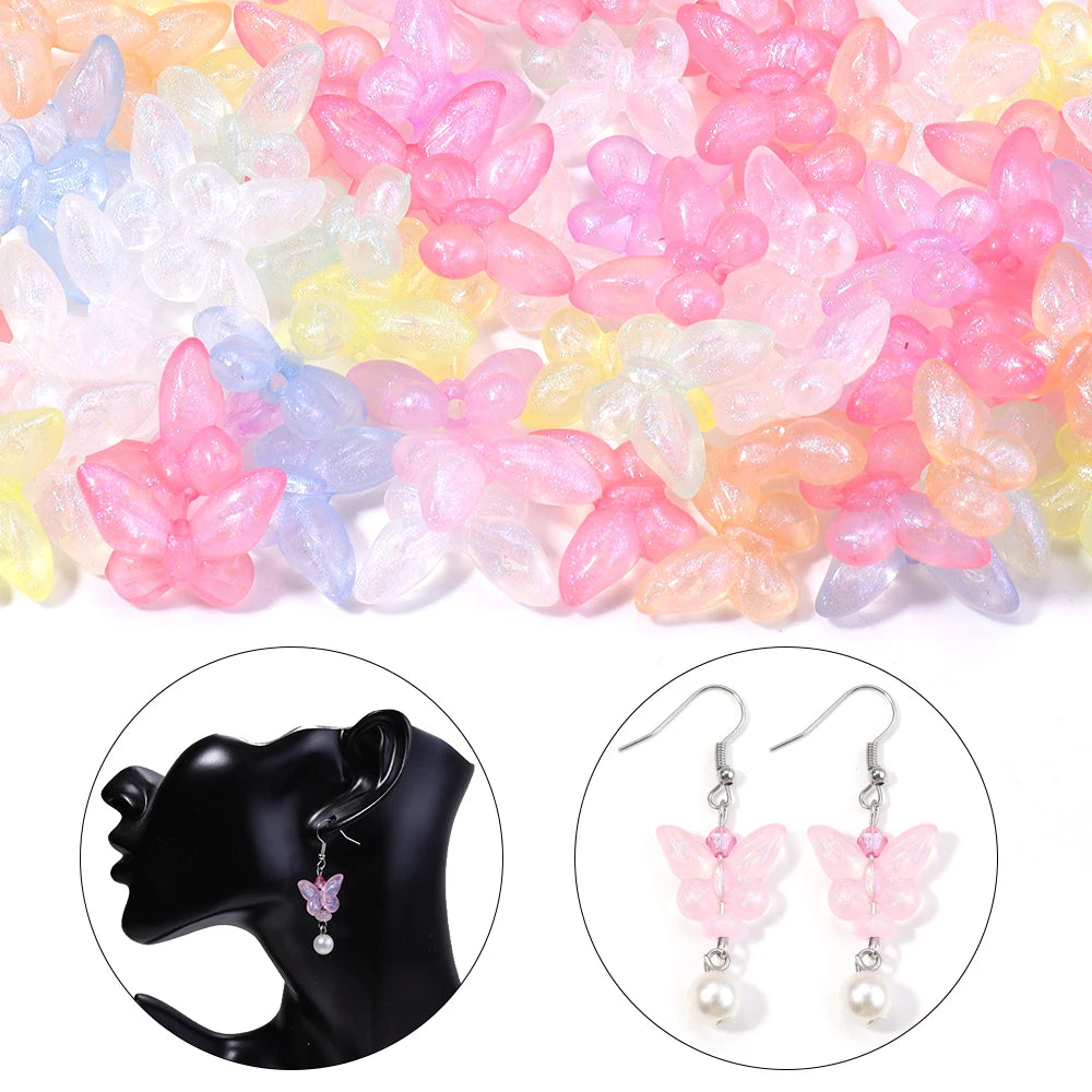 50pcs Acrylic Butterfly Beads – Colorful DIY Jewelry Spacers Acrylic Spacer Beads PLUSH