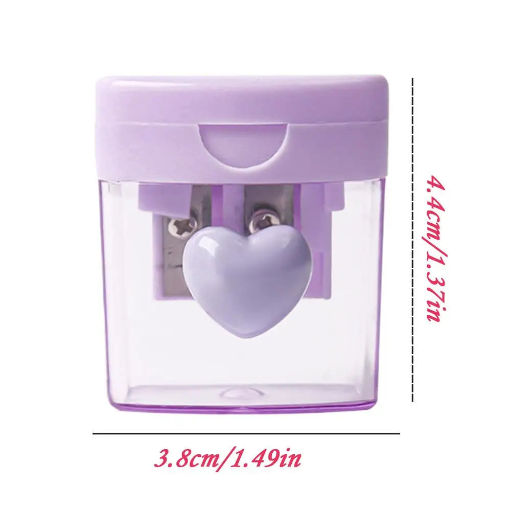 Cartoon Double Hole Pencil Sharpener for School & Art Pencil Sharpener PLUSH Purple