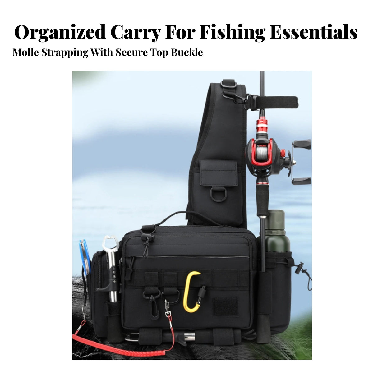 Fishing Waist Bag – Heavy-Duty Tackle Sling Pack Organizer Fishing Sling Pack PLUSH