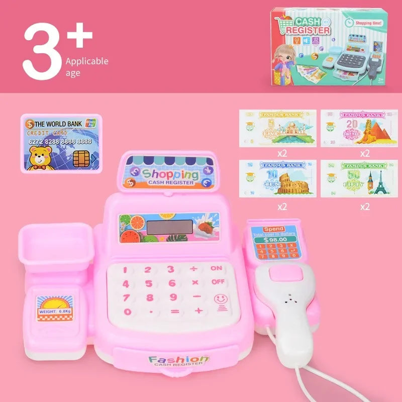 Kids Electronic Cash Register Toy – Pretend Play Supermarket Pretend Play Toy PLUSH Pink