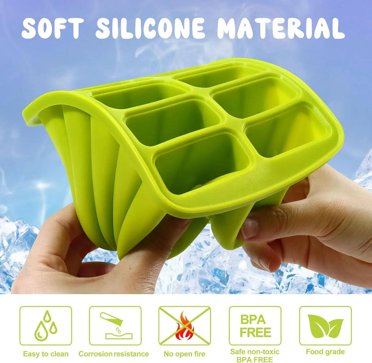 10-Cavity Silicone Popsicle Molds with 50 Sticks – Easy Release Popsicle Mold Set PLUSH