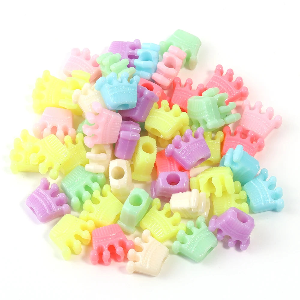50pcs Cartoon Plastic Big Hole Beads – Animal Fruit Flower DIY Craft Beads PLUSH Style 08