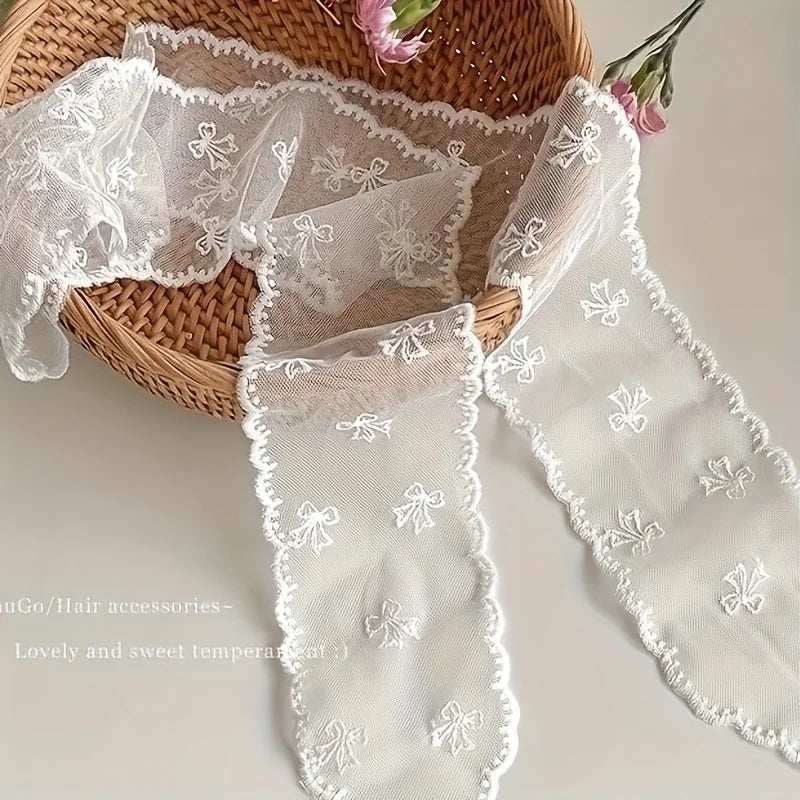 White Lace Ribbon Headband Scarf – Women's Hair Tie Ribbon Headband Scarf PLUSH 1pc 2 XXS