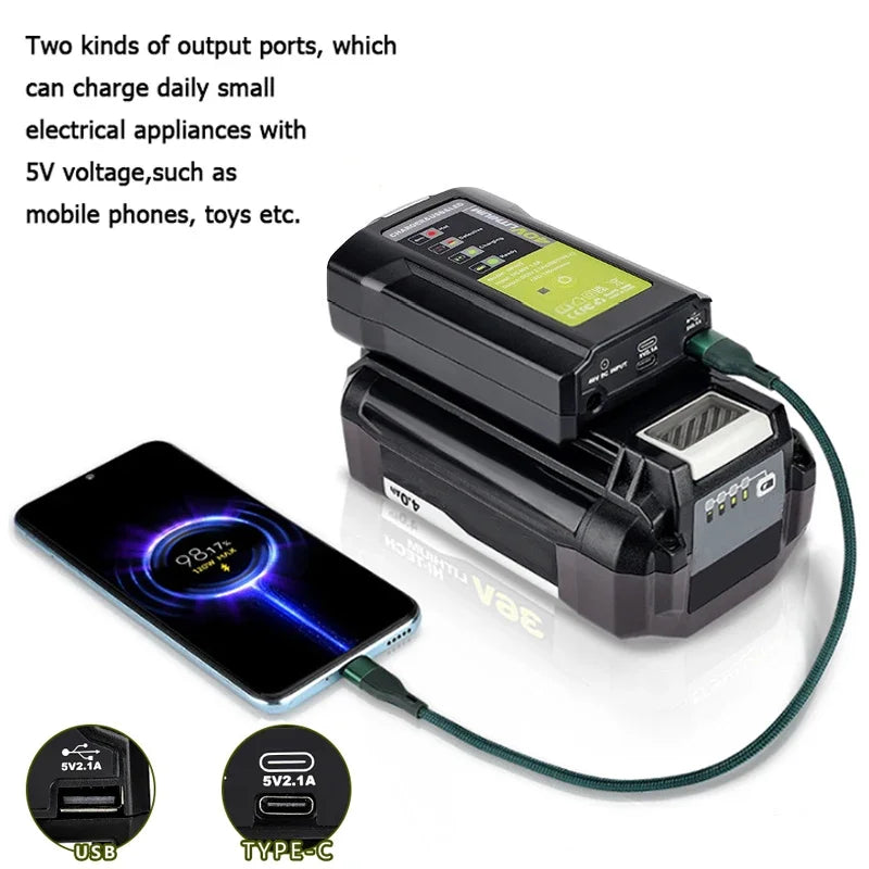 Ryobi 40V Battery USB-C Adapter with LED Work Light Battery Power Adapter PLUSH