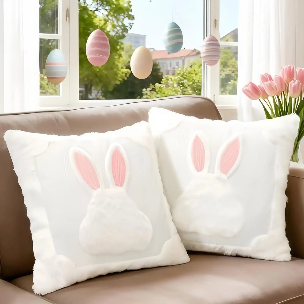 Easter Rabbit Plush Pillow Cover 45x45cm – Spring Bunny Cushion Decorative Pillow Cover PLUSH