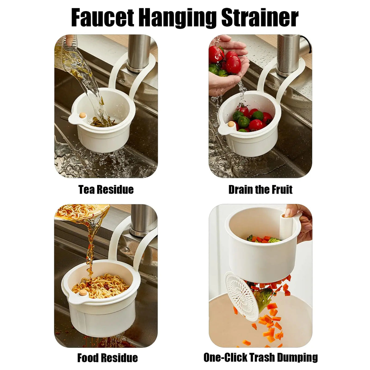 Self-Cleaning Sink Strainer Basket | Faucet Hanging Waste Catcher Sink Strainer Basket PLUSH