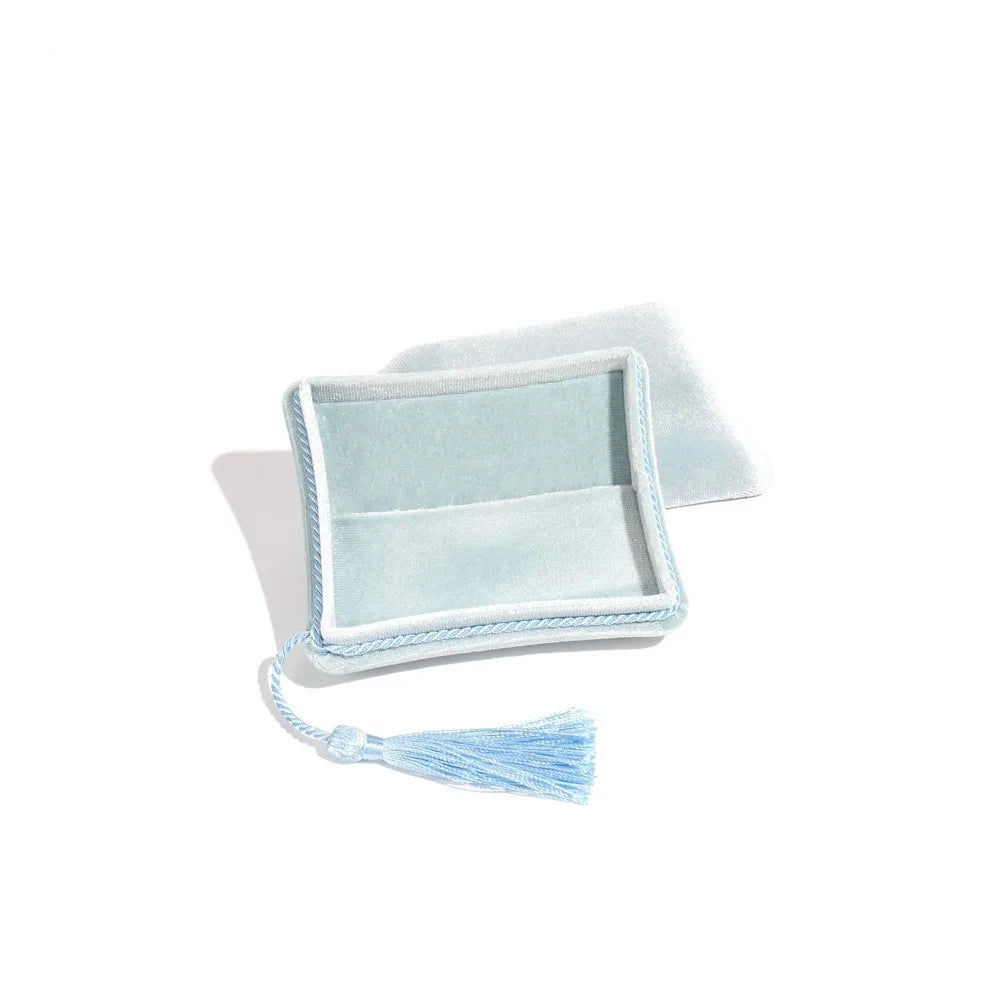 Velvet Tassel Jewelry Bag – Bracelet, Earring & Ring Organizer Jewelry Storage Bag PLUSH Light Blue