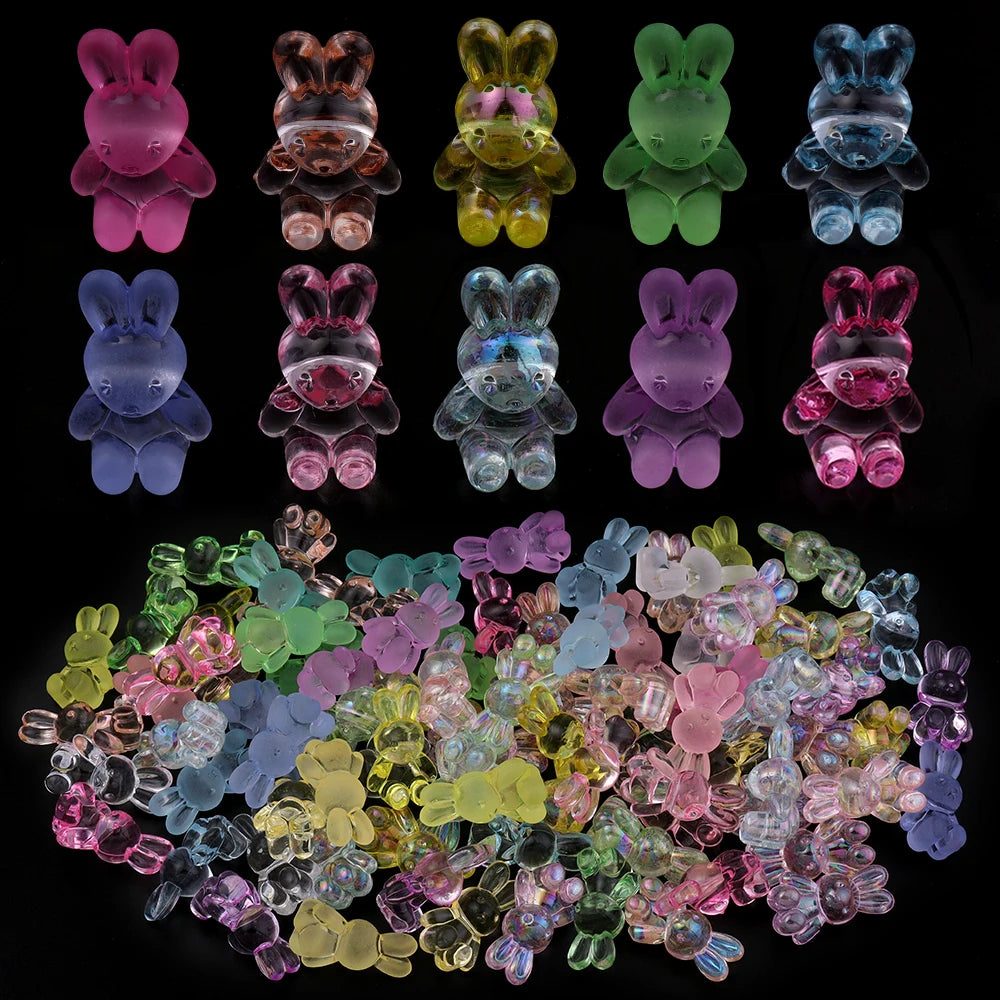 30pcs Acrylic Cartoon Rabbit Beads 24x14mm – DIY Jewelry Acrylic Spacer Beads PLUSH