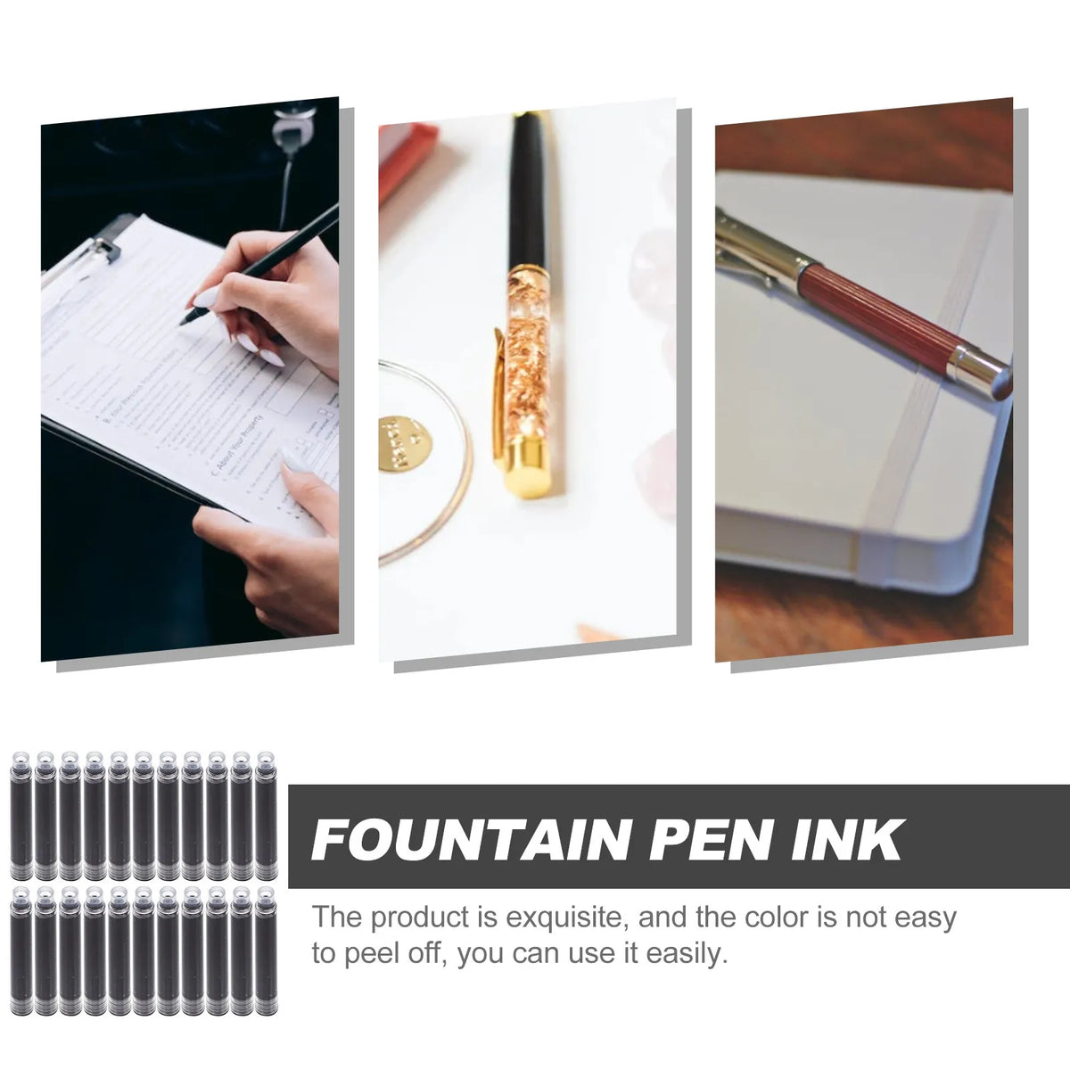 100pcs Erasable Fountain Pen Ink Refills – Bulk Black Pack Pen Ink Refills PLUSH
