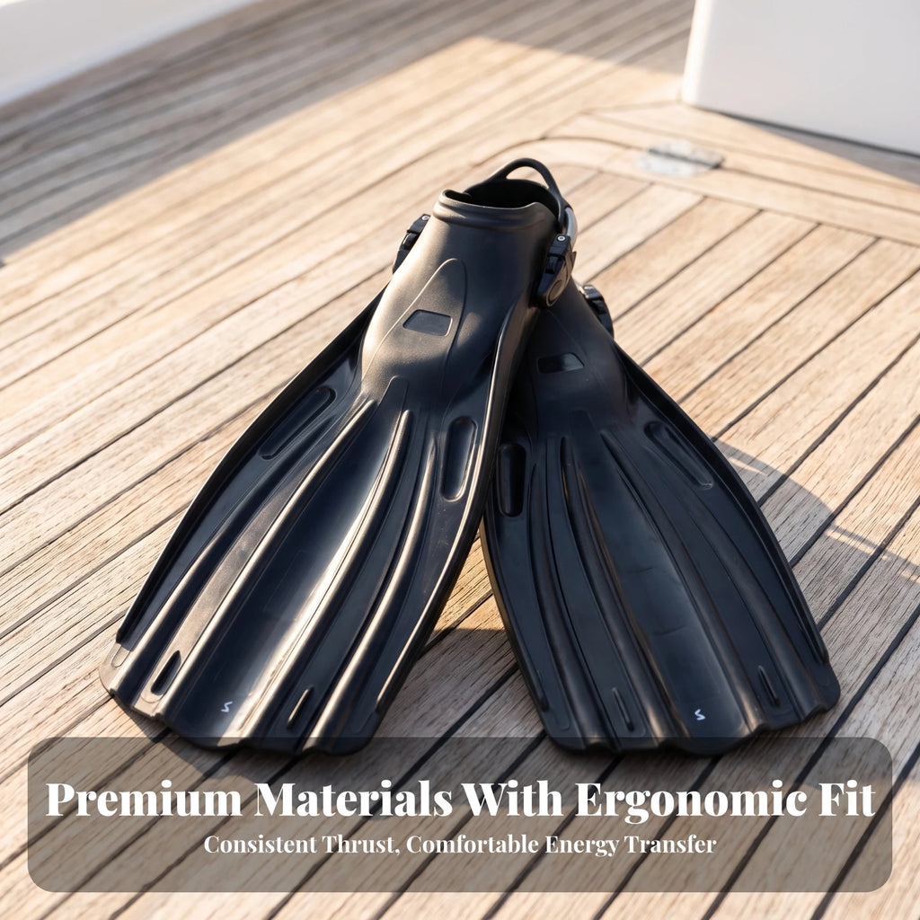 Open-Heel Scuba Fins with Spring Straps | High Performance Scuba Diving Fins PLUSH