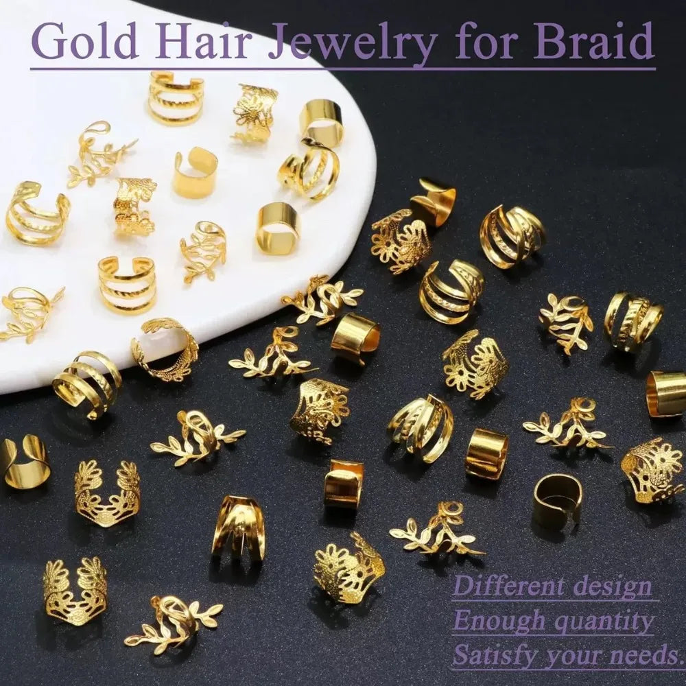 40Pcs Alloy Hair Beads – Dreadlock Rings for Braids & Styling Hair Bead Rings PLUSH