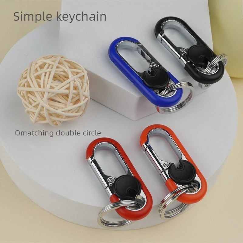 Rotatable Lock Carabiner Keychain | Metal Dual Ring Key Holder Carabiner Keychain PLUSH
