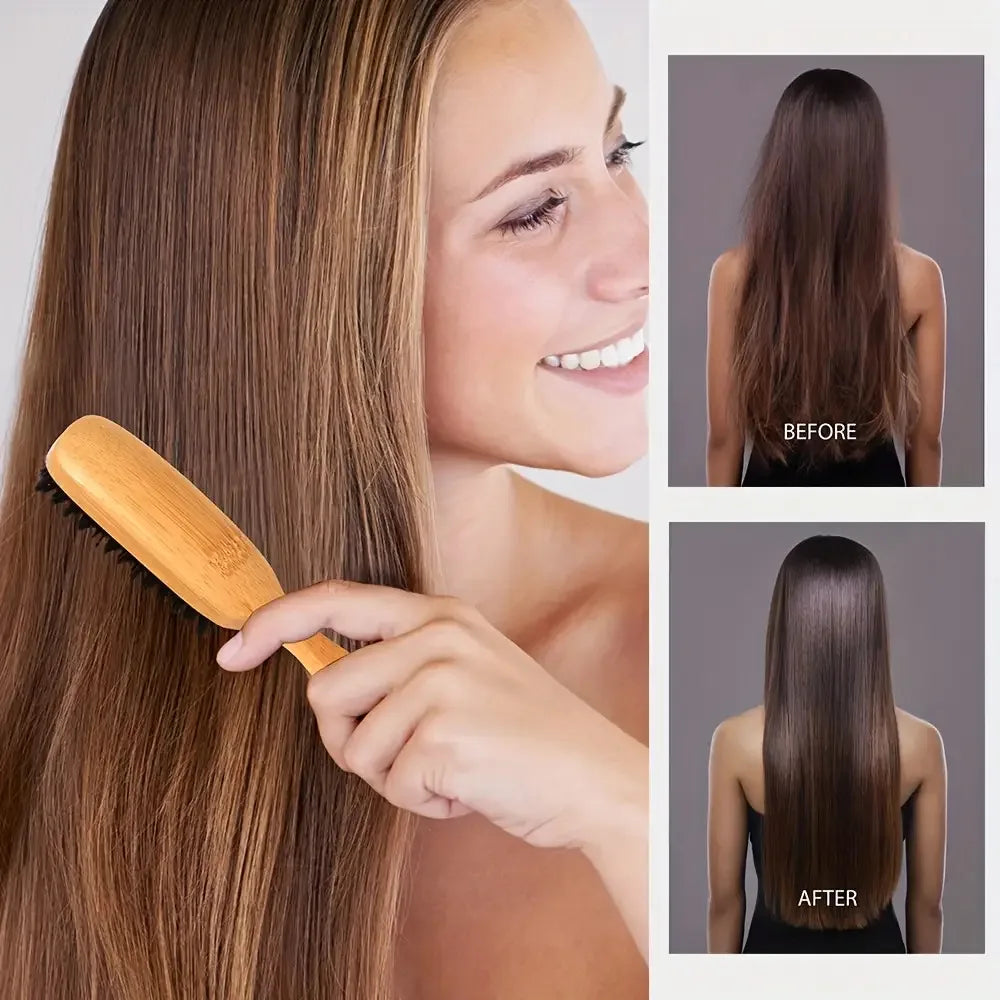 Bamboo Handle Hair Brush – Soft Bristles, All Hair Types Hair Brush PLUSH