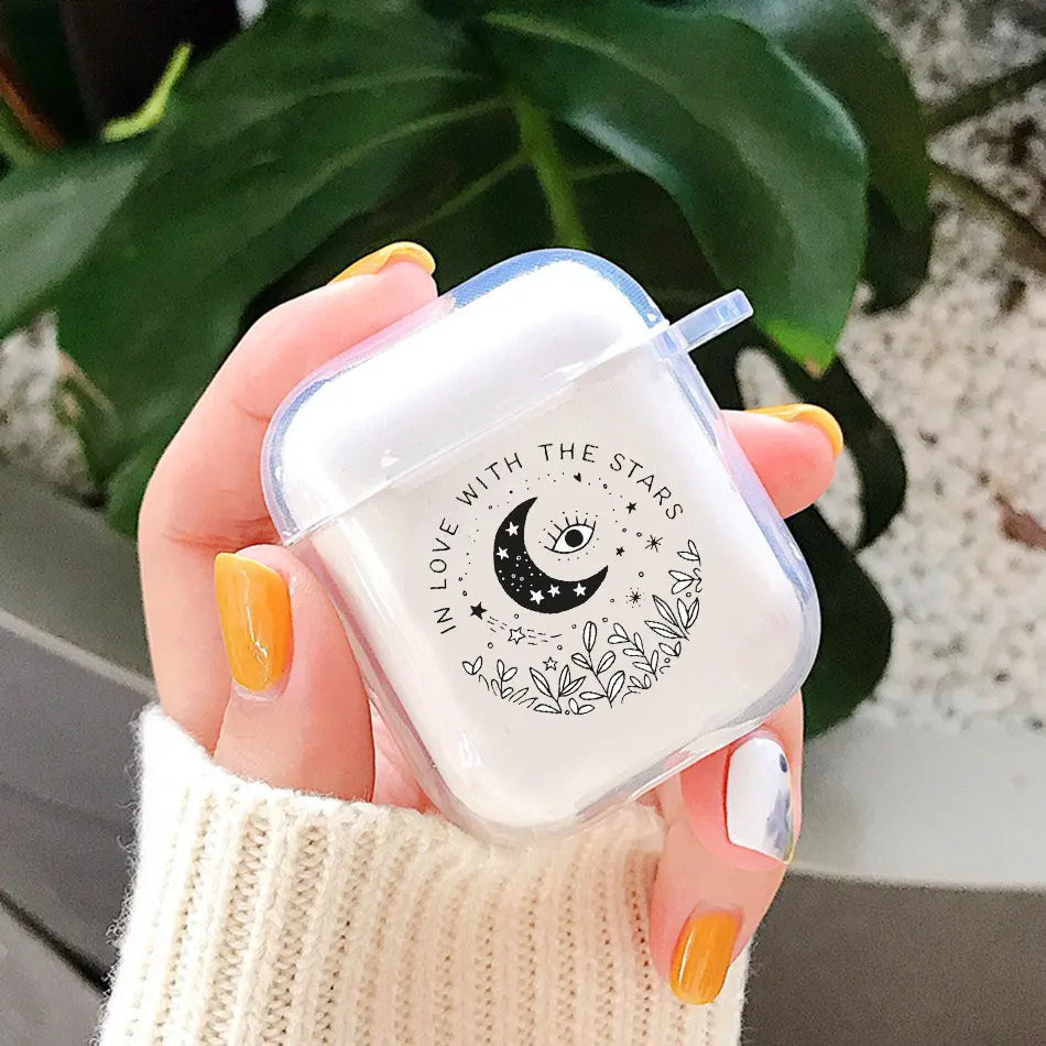 Sun Moon Clear AirPods Case – Fits AirPods Pro 1 2 3 4 Earphone Case Cover PLUSH Style 11 For Airpods 3rd