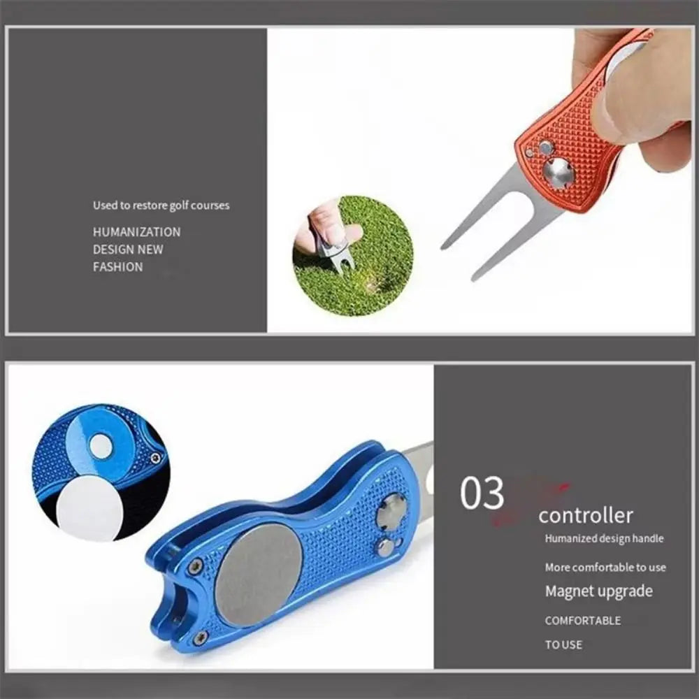 Foldable Golf Divot Repair Tool with Magnetic Ball Marker Golf Divot Tool PLUSH