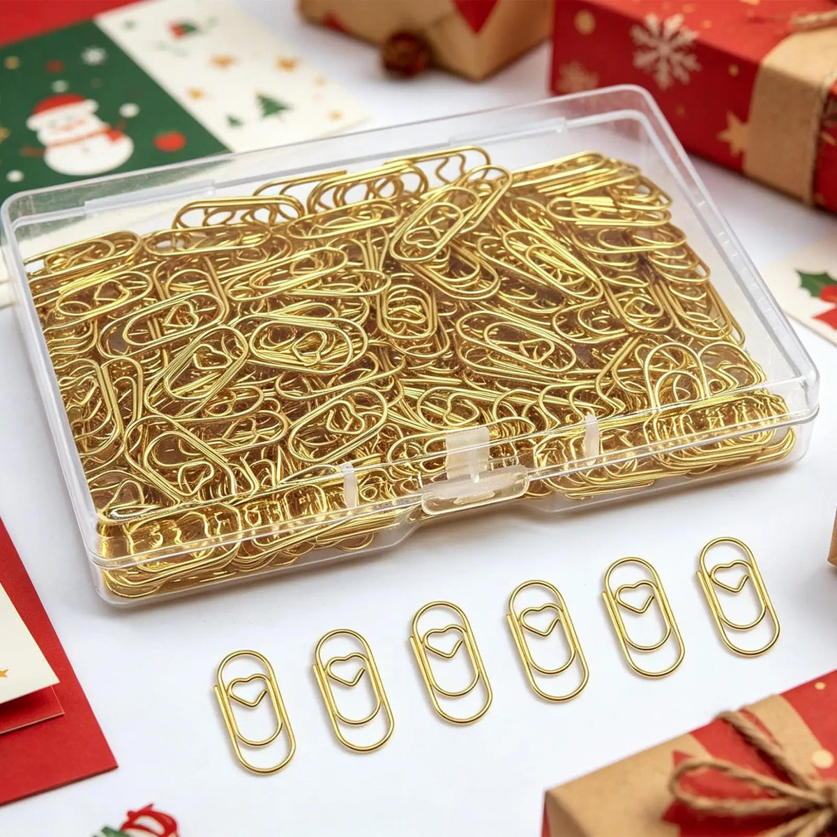 100pcs Gold Heart Paper Clips – Stainless Steel Organizer Clips Decorative Paper Clips PLUSH
