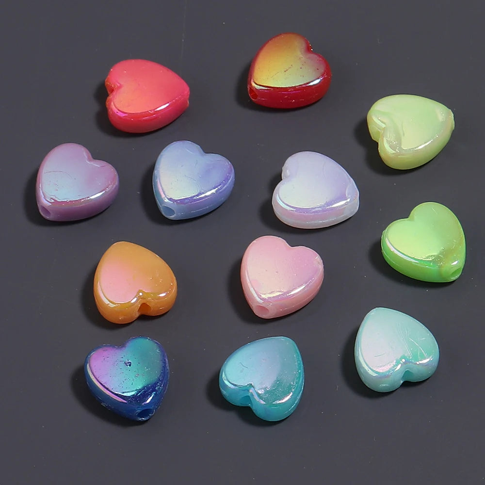 200pcs AB Heart Acrylic Spacer Beads – DIY Jewelry Making Acrylic Spacer Beads PLUSH