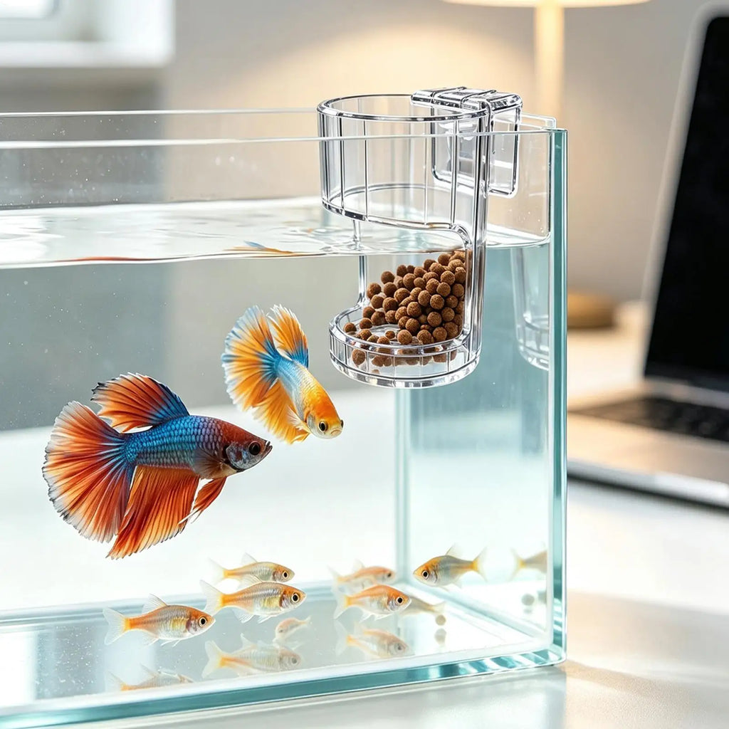 Acrylic Fish Feeder Ring | Wall-Mounted Aquarium Feeding Tray Aquarium Fish Feeder PLUSH