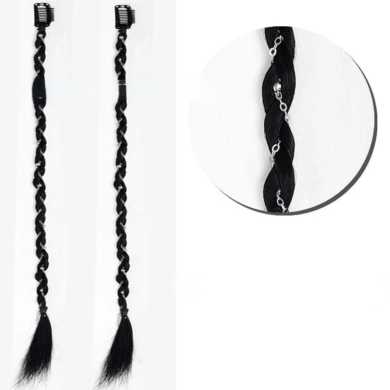 2Pcs Clip-In Braided Hair Extensions – Synthetic Twist Braid Pieces Clip-In Hair Extensions PLUSH lklt 2Pcs
