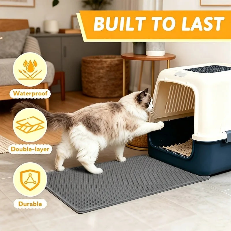 Cat Litter Trapping Mat – 2-Layer Waterproof Non-Slip Washable Cat Litter Mat PLUSH