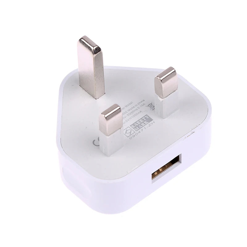 UK 3-Pin USB Wall Charger Adapter – 1 & 2 Ports | 5V 2.1A USB Wall Charger PLUSH 1 USB Port