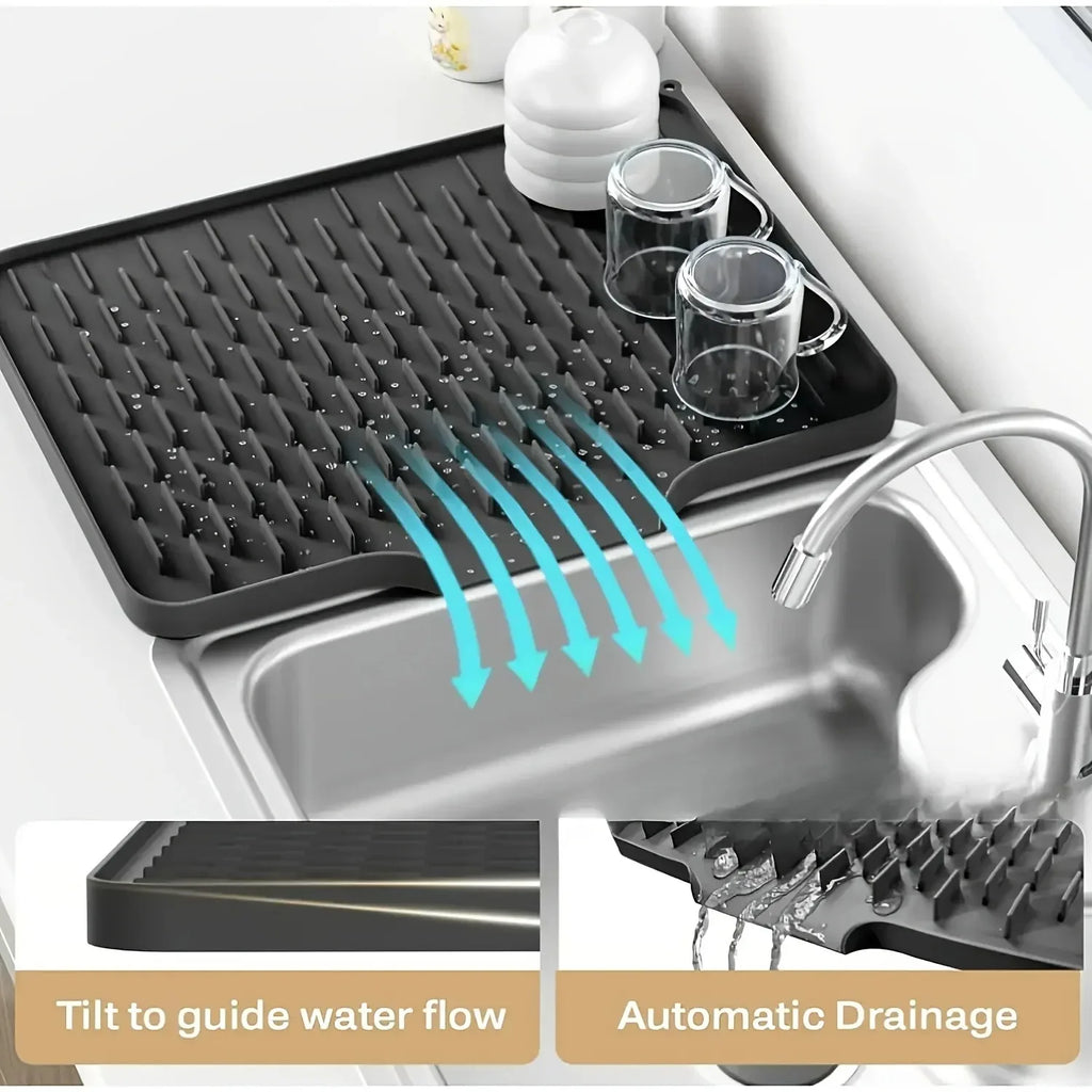 Silicone Drain Mat for Kitchen Sink, Countertop & Fridge Silicone Drain Mat PLUSH